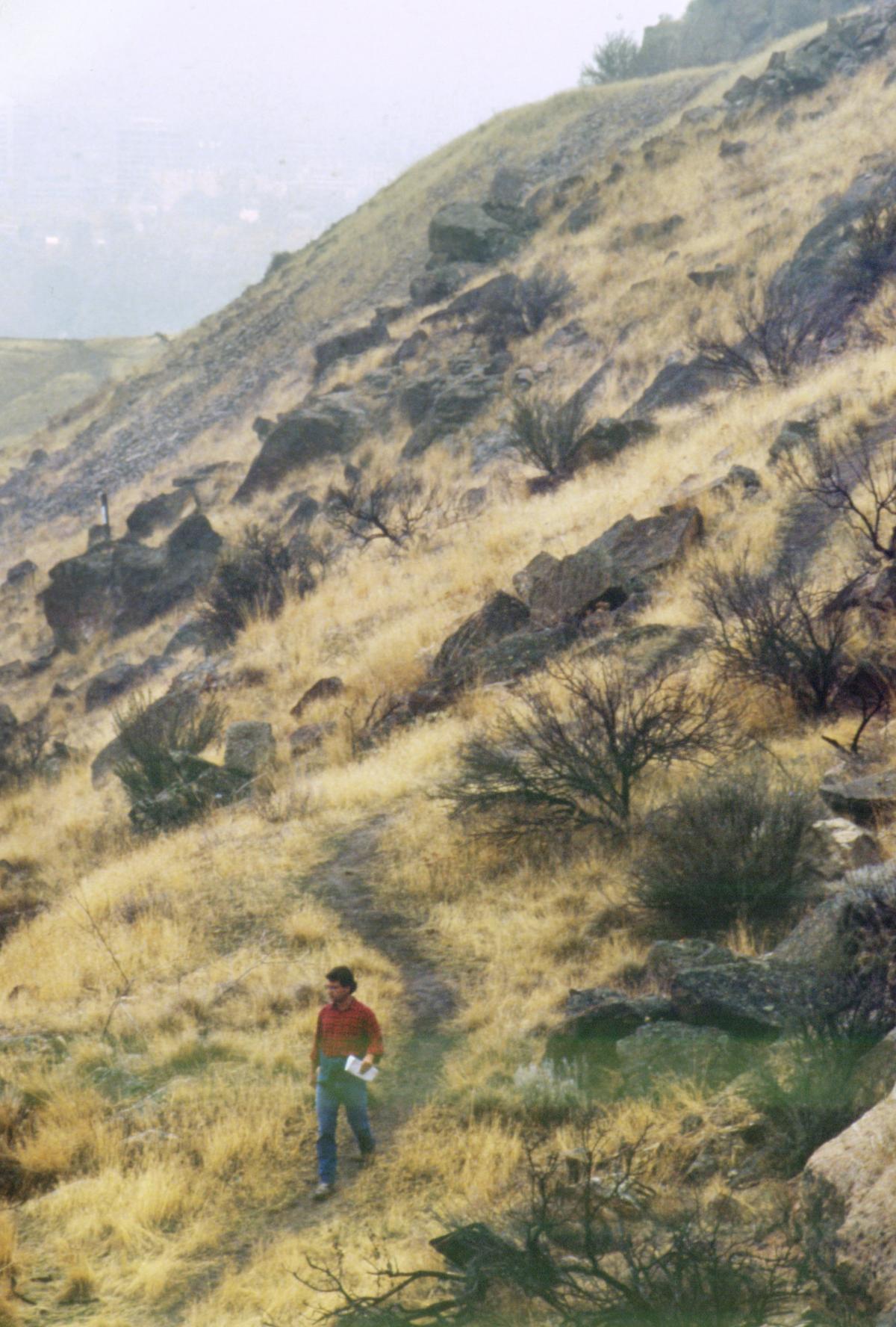 Tim Breuer, member of the Boise Front Coalition. In 1991, the coalition was proposing a Ridge to Rivers system to connect communities with parks and nature trails, like the one at the Old Penitentiary. Breuer became the Foothills trails coordinator in 1992.