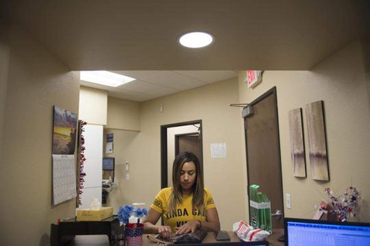 Maria Chavez arrives for a dental appointment July 19 at Family Health Services in Jerome.
