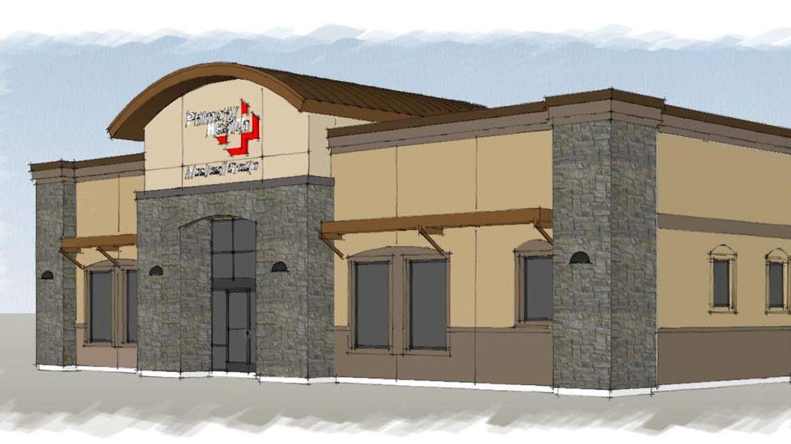 An architect’s preliminary rendering of Primary Health Medical Group’s planned clinic at 1871 E. McGrath Road.