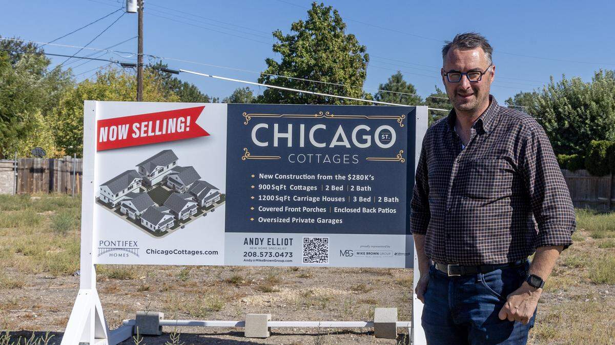 Developer Lee Gientke is planning seven cottage-style homes at the intersection of Chicago Street and 5th Avenue in Caldwell.
