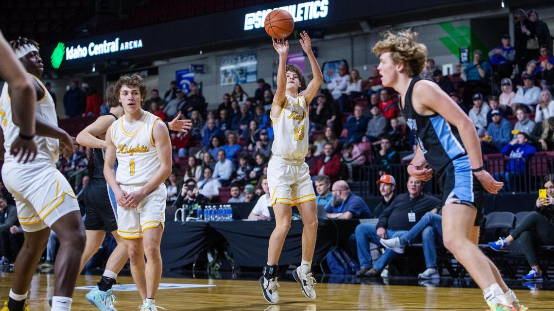 Bishop Kelly senior Joseph Behrend scores in the first half against Skyview. Behrend led the Knights with 15 points.