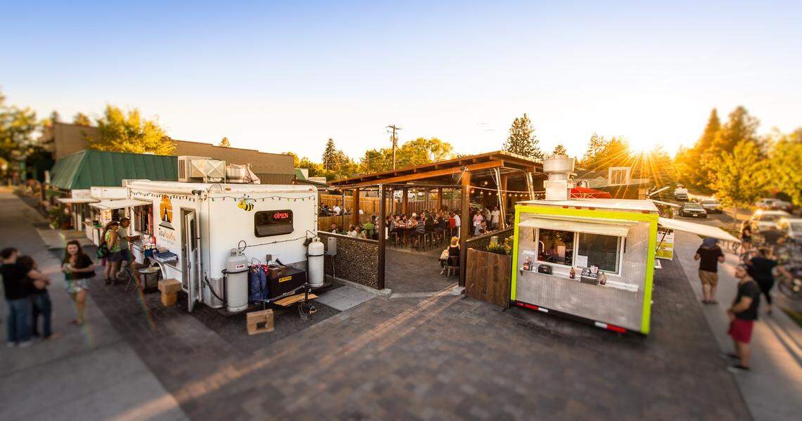 The Lot, pictured, in Bend, Oregon, is one of the food cart pods that inspired Boise couple Brian and Heidi Ramos to propose opening Cart Life.