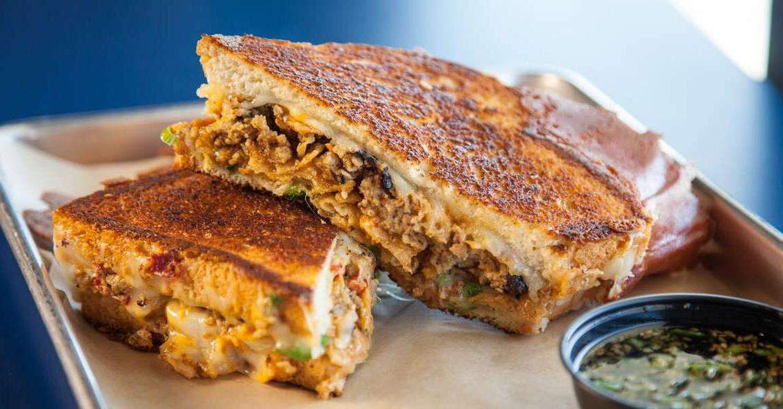 Highlighted as the “2013 National Grilled Cheese Invitation winner,” The Potsticker Meltz is a favorite at Meltz.