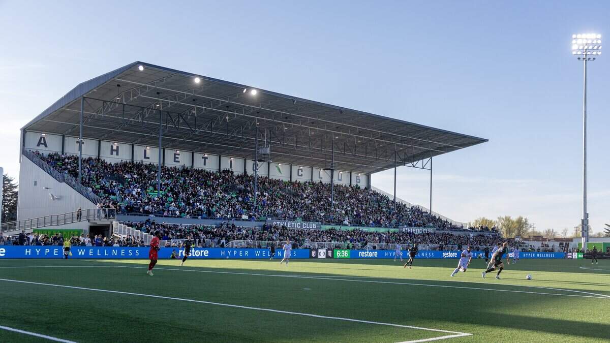 Fans fill the grandstand for AC Boise's home game against Spokane Velocity, March 4, 2026.