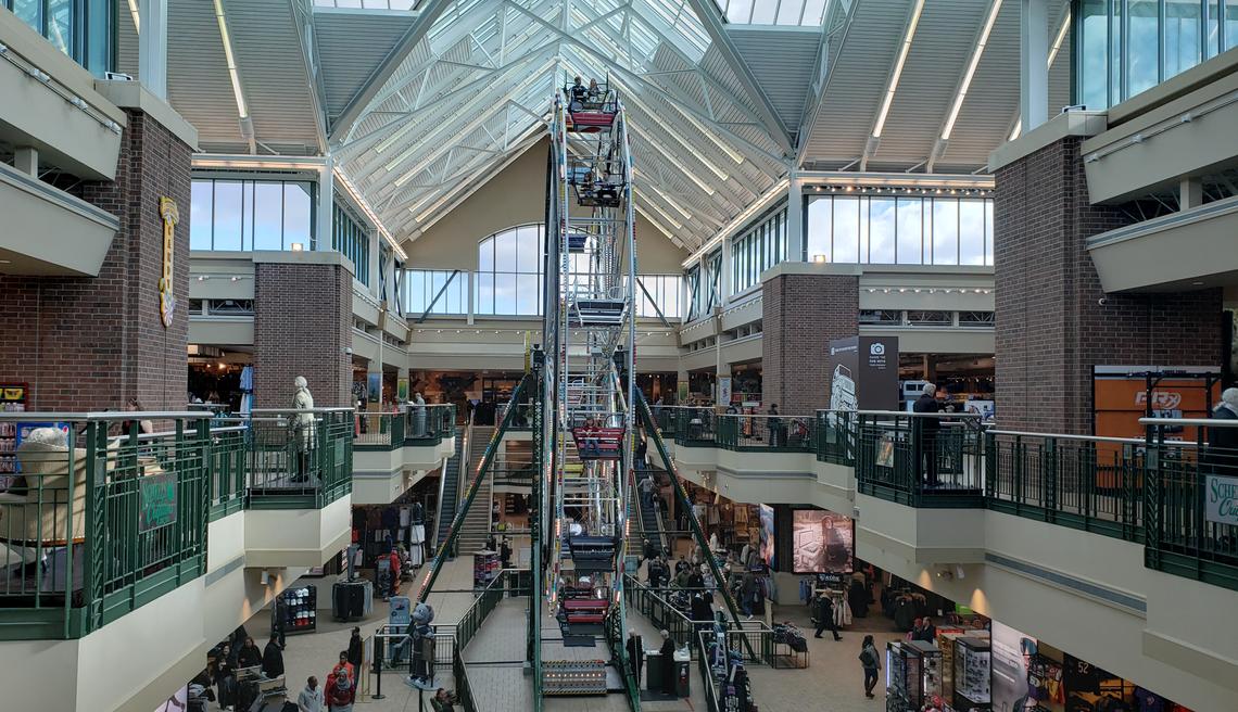 The two-story Scheels All Sports store at The Outlet at Legends in Sparks, Nevada, includes a Ferris wheel. Scheels and two other non-outlet stores, Lowes and Target anchor the popular mall outside Reno.
