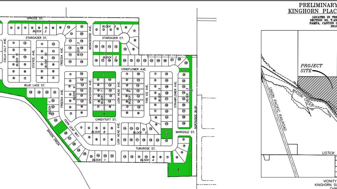 CBH Homes proposes the 221-house Kinghorn Place Subdivision at Spruce Street and Northside Boulevard in Nampa.