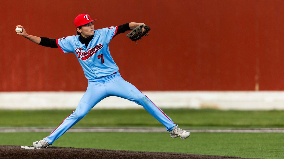Homedale pitcher Dillon Fine threw four no-hit innings and struck out eight in a 9-0 win over Weiser in the 3A District Three tournament semifinals Monday.