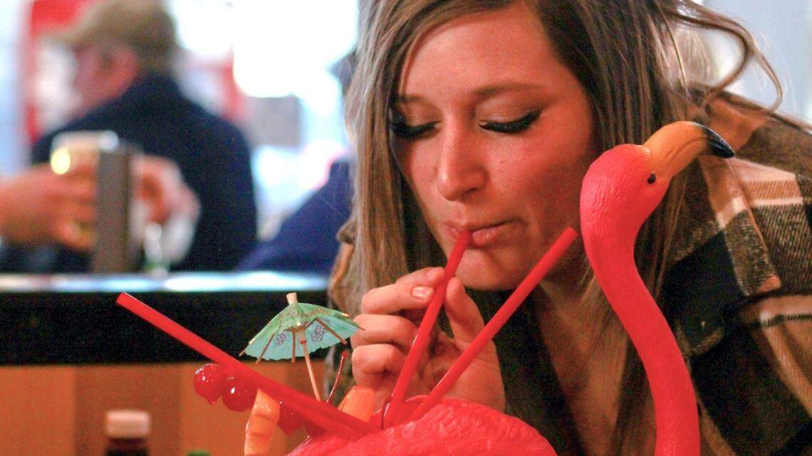 Alcoholic beverages on the “Adulting” menu include the Mango Mingo, three mango mimosas topped off with a mango White Claw and fresh fruit.