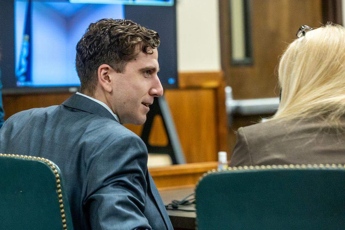 Bryan Kohberger, left, is charged with killing four University of Idaho students in November 2022. Led by attorney Anne Taylor, his defense wants several pieces of state evidence withheld from his murder trial next summer.