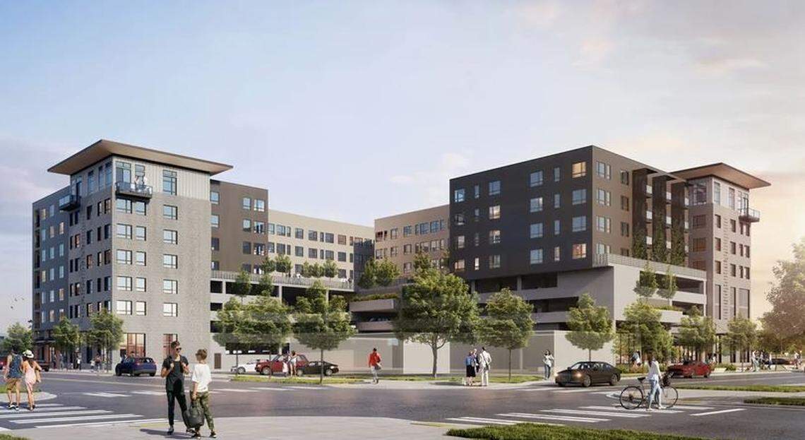The 3rd and Myrtle building by River Caddis Development will be located a block south of the Ada County Courthouse and across the street from WinCo Foods.