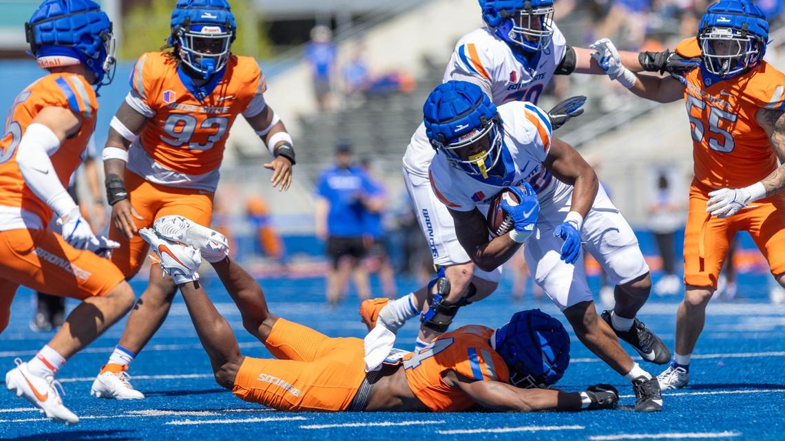 Boise State running back Sire Gaines posted 45 rushing yards on nine carries in the spring game.
