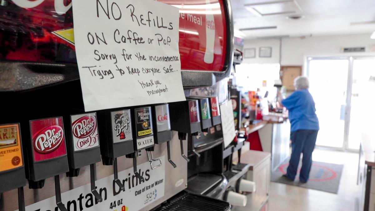 Some convenience stores are trying to minimize the potential spread of coronavirus COVID-19 with actions such as bans on the reuse of cups for drink refills and closures of rest rooms. This sign was posted Tuesday at Boise’s On the Fly convenience store at State Street and Collister Drive.