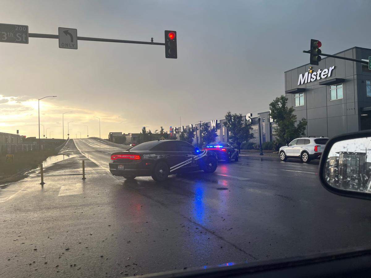 Boise Police closed off both directions of Interstate 184 in Boise on Tuesday evening after flash flooding created dangerous driving conditions.