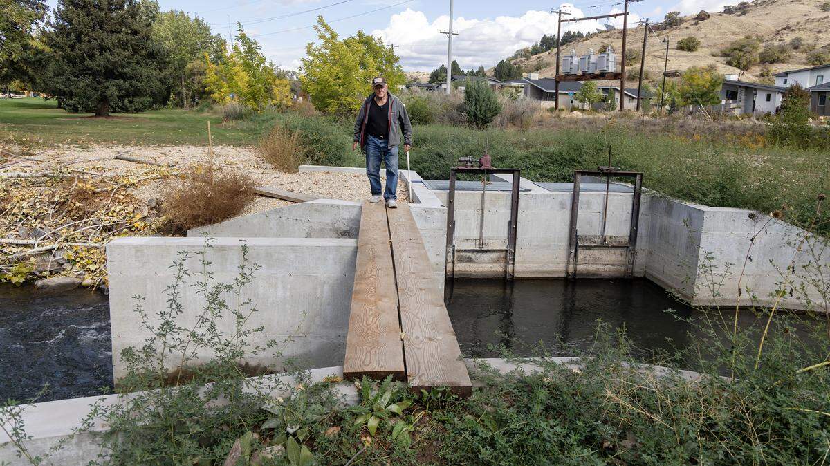 Until 2025, Christopher Burdge would access the island by floating to it in a tube. Now he has a makeshift bridge that can be used.