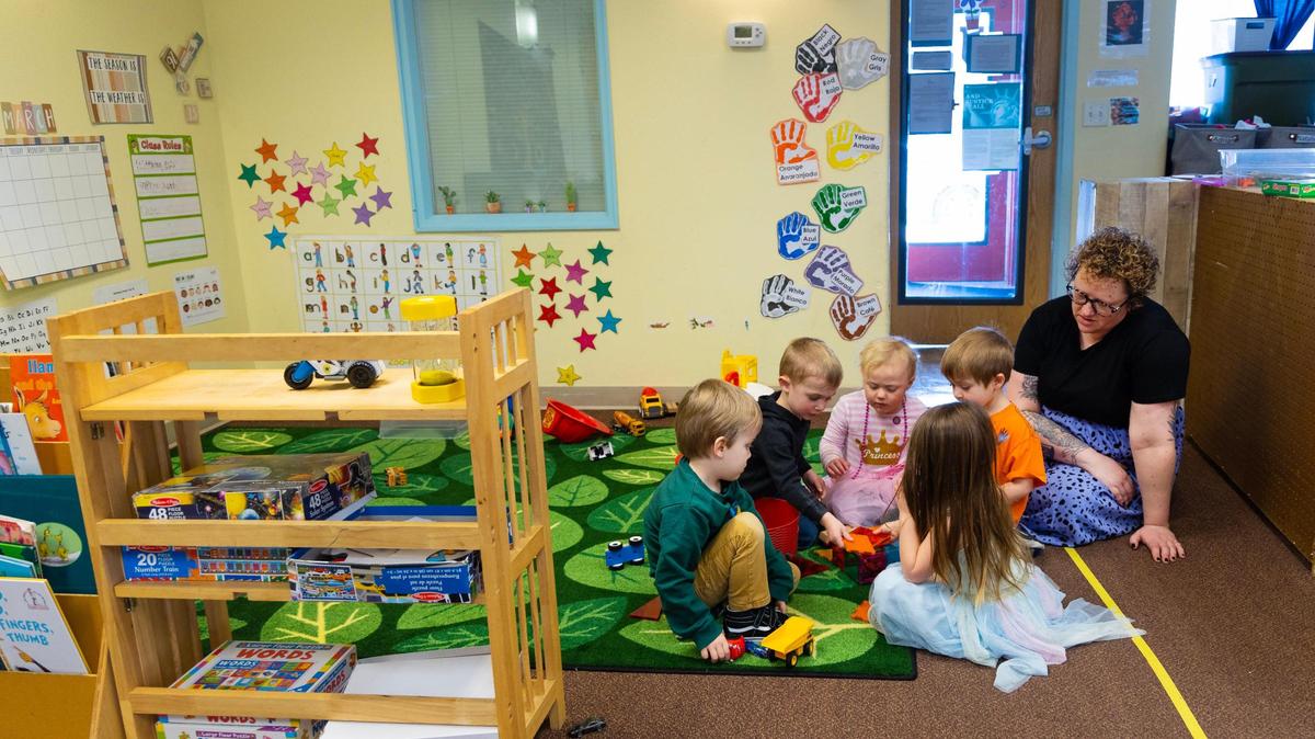 Teacher Emily Keene watches over a group of preschoolers as they build a garage for their toy cars at Giraffe Laugh 2, a child care center in Boise. Giraffe Laugh has joined an injunction to dismiss civil investigative demands from the Idaho Attorney General’s Office that ask for information on federal grant funding it and other programs received.