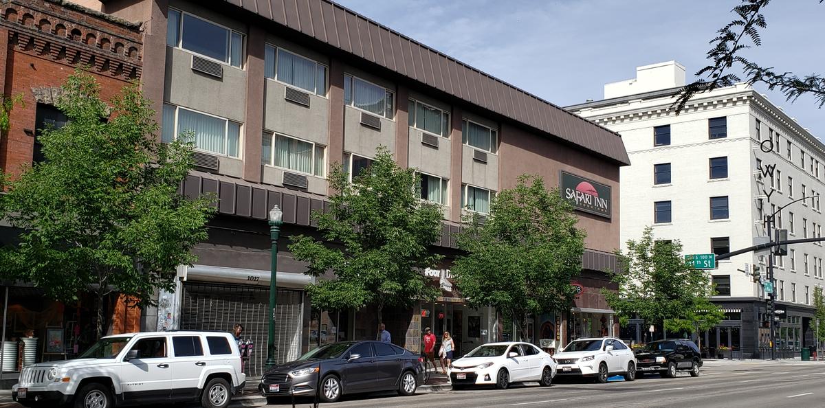 Seattle developer Revolve bought the Smith Block building on Main Street, far left, and the three-story building next it that contains 45 rooms of the Safari Inn. The remodeled Owyhee is across South 11th Street, far right. Revolve plans to convert the hotel rooms into apartments.