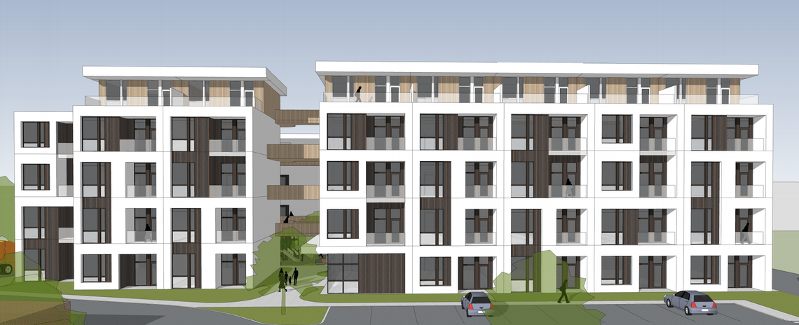 A second, smaller apartment building called 406 Place would include 38 apartments centered around a shared courtyard.