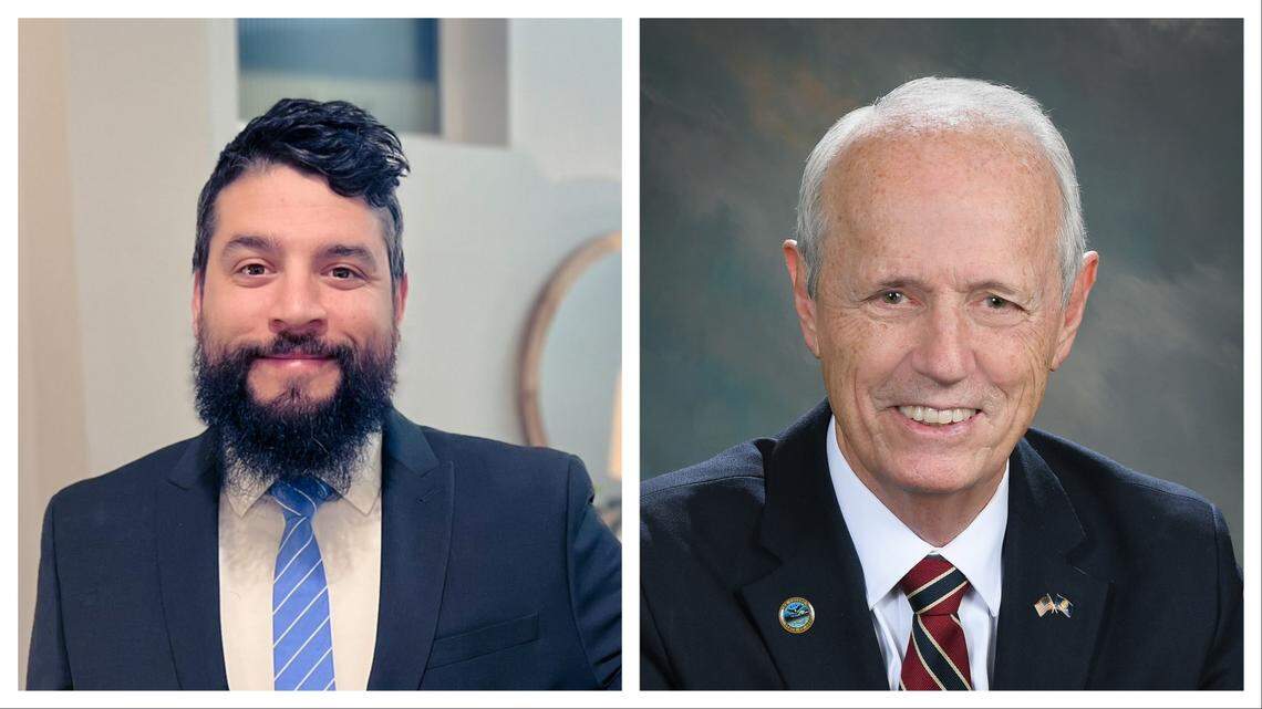 Democrat Devin Gutierrez, left, is challenging Republican incumbent Ada County Commissioner Tom Dayley for the District 3 seat.