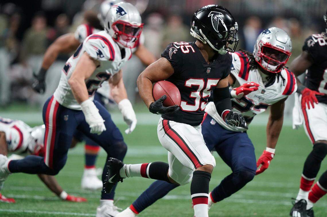 Atlanta Falcons returner Avery Williams runs against the New England Patriots on Nov. 18 in Atlanta. Williams was drafted out of Boise State.