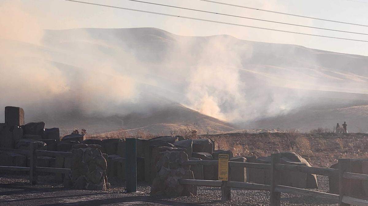 The Valley Fire burns in the Boise Foothills Friday morning.