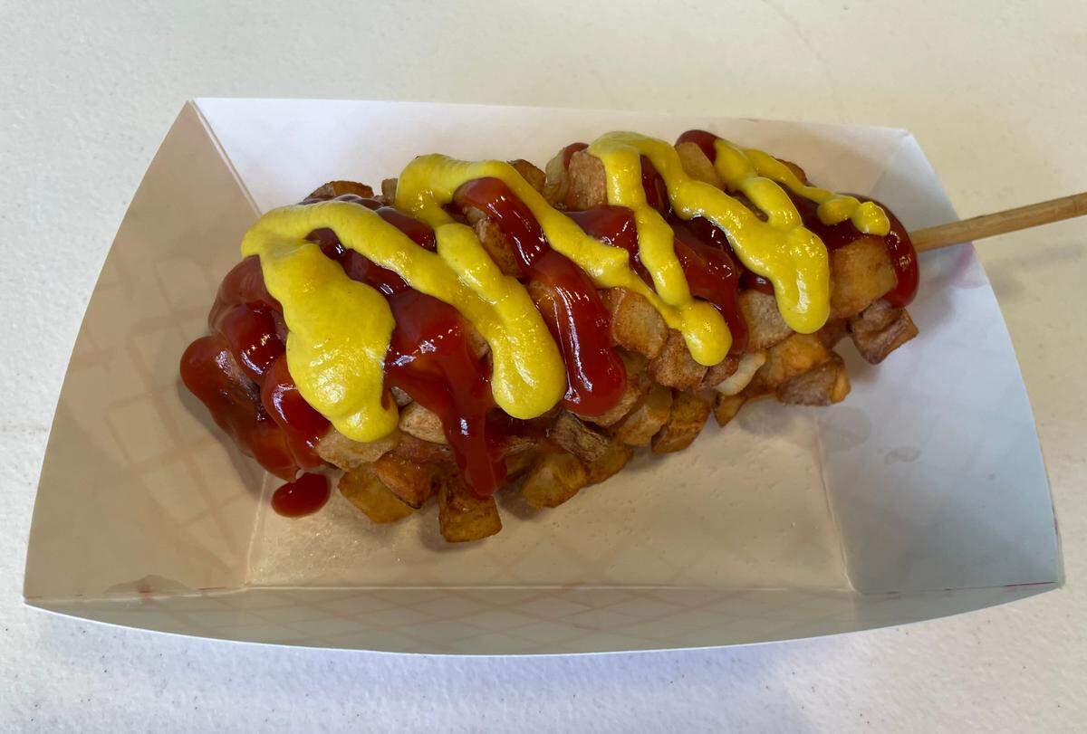 A Korean corn dog costs $7.50 at Koco Bell.