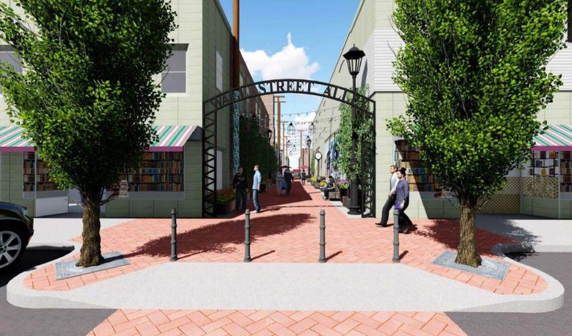 A rendering of how the Wall Street alley will look after improvements by the city of Nampa to take care of blighted conditions.