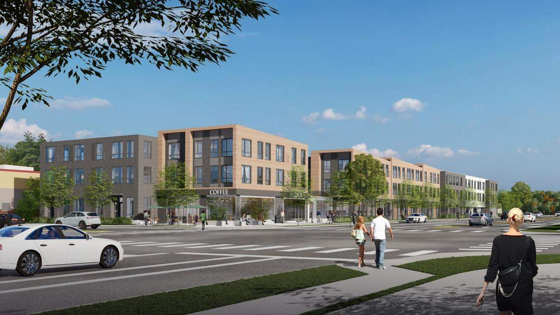 A rendering shows the design for The Verve building at 2001 W. Boise Ave. This displays the intersection of W. Boise Avenue and S. Protest Road. The three-floor, 175-unit building is being built at the northwest corner of this intersection. It’s replacing about two dozen affordably priced apartments.