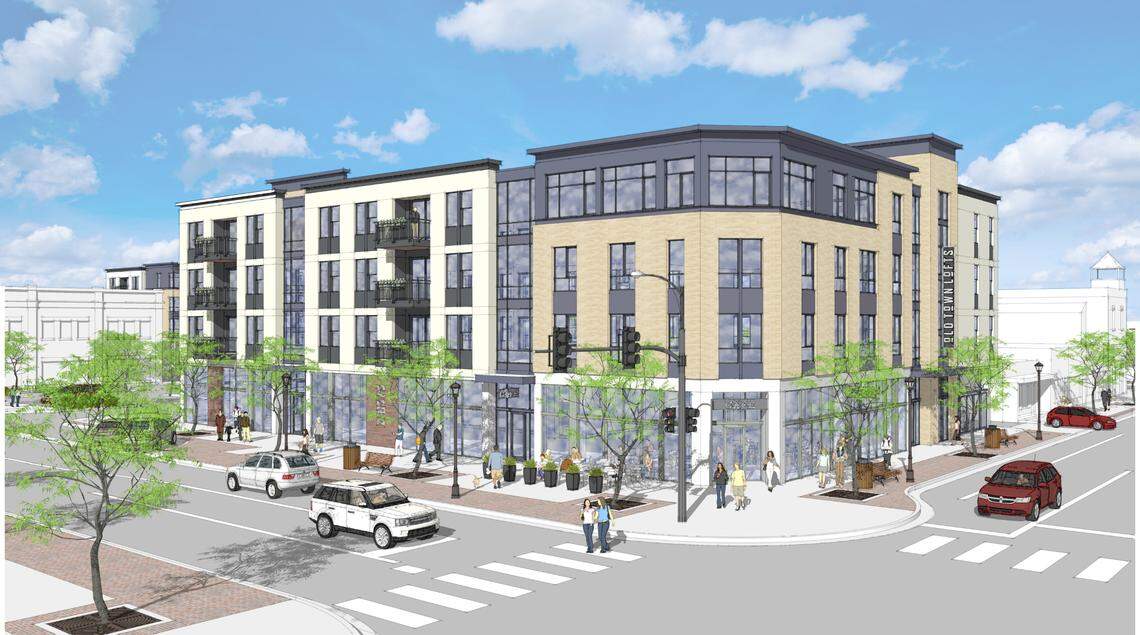 A rendering of one of two Old Town Lofts buildings under construction at 703 N. Main St.
