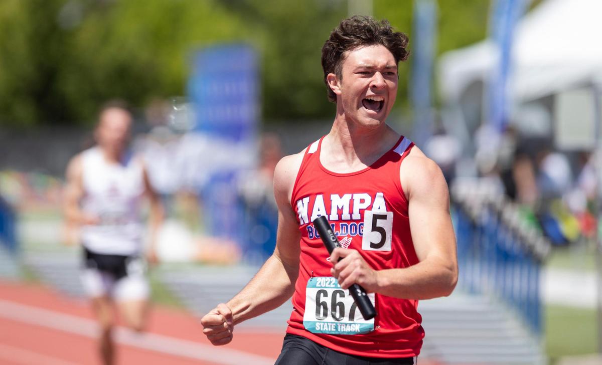 Nampa places first in the 4A boys 4x200-meter relay Saturday at Dona Larsen Park.