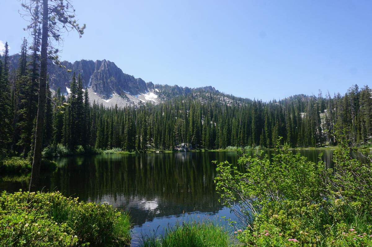 Little Rainbow Lake from the Rainbow Basin Trail in the Boise National Forest on July 27, 2019. Little Rainbow Lake is one of a series of Idaho mountain lakes that are accessible via the trail in the Boise National Forest.