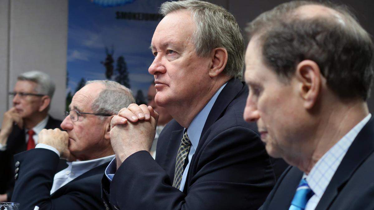 U.S. Sen. Mike Crapo, R-Idaho, center, and U.S. Sen. Ron Wyden, D-Oregon, right, sit on the Senate Finance Committee and are at odds over obtaining certain banking records tied to deceased sex offender Jeffrey Epstein.