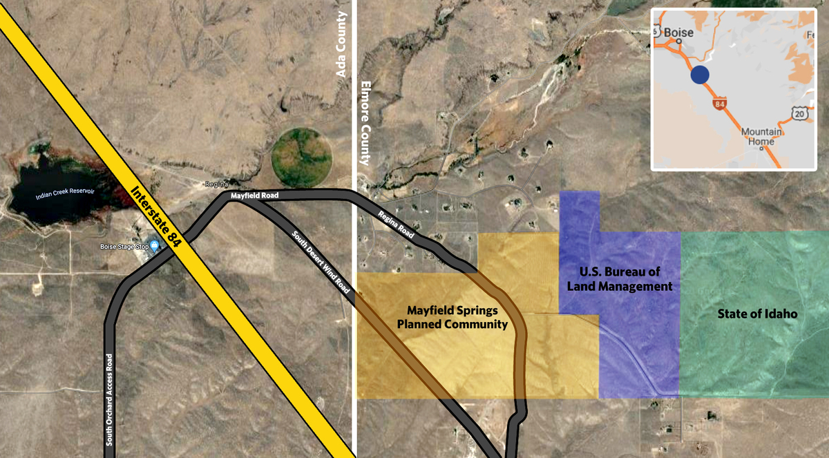 The Mayfield Springs planned community would be built on 761 acres of land off of Interstate 84 just outside of Ada County.
