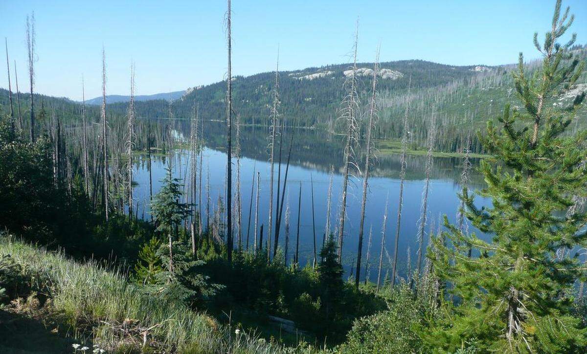 Upper Payette Lake Campground is on the far shore of the lake and away from Warren Wagon Road. 