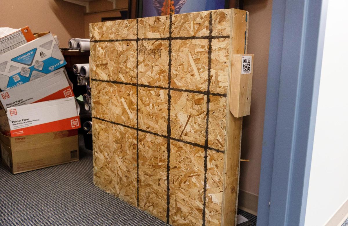 A shipping box at Cathedral of the Rockies in Boise contains the Robert E. Lee stained glass window that was used as a reference to match the color and style for the new window image of Leontine T. Kelly, the first Black female Bishop in the United Methodist Church.