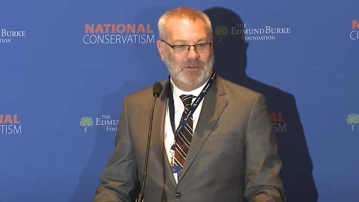 Boise State professor Scott Yenor speaks at the 2021 National Conservatism Conference.