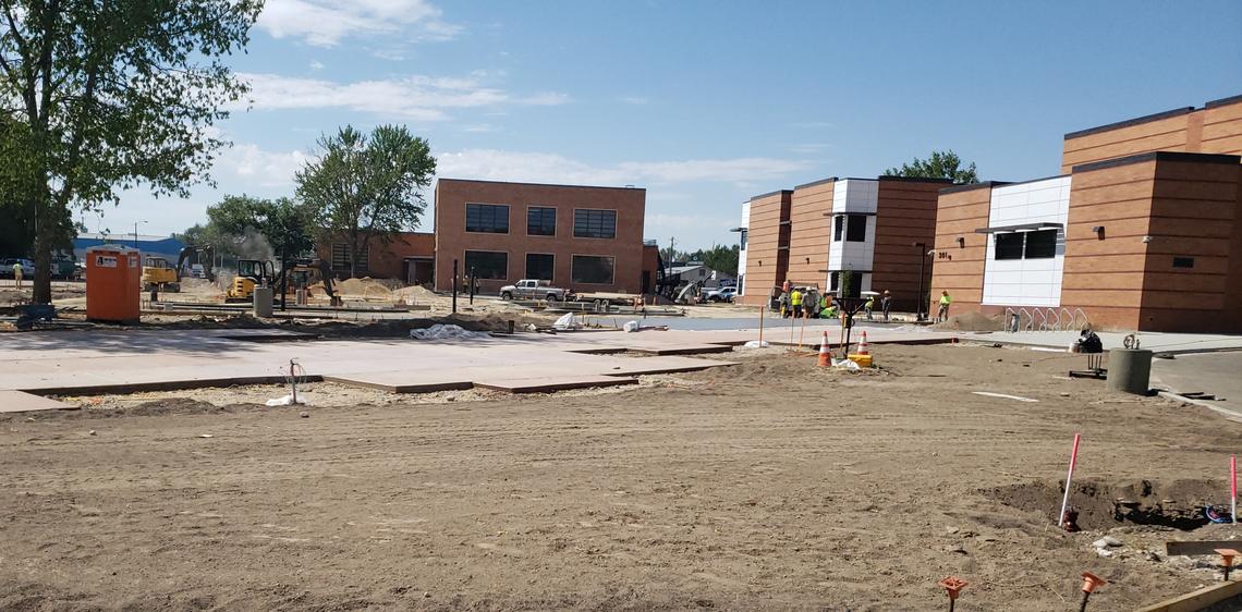 The replacement Whittier Elementary School opened in the middle of last school year. Work is continuing on a new parking lot that is scheduled to be ready when school opens later this month.