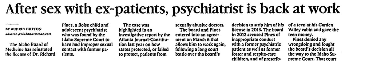 Richard Pines, a former Boise psychiatrist, had his medical license revoked in 2013, but it was reinstated four years later. 