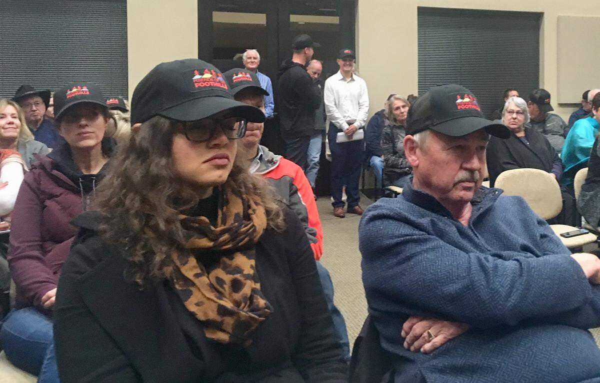 Avimor’s supporters wore these “Friends of the Foothills” hats at a public hearing on Monday night. They were meant to demonstrate Avimor’s dedication the trails systems in its planned community.