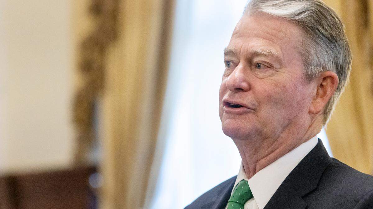 Gov. Brad Little holds a signing ceremony for transportation Senate Bill 1359 on March 17, 2022. The bill includes millions of dollars in funding for bridges, air, rail, pedestrian crossings and more.