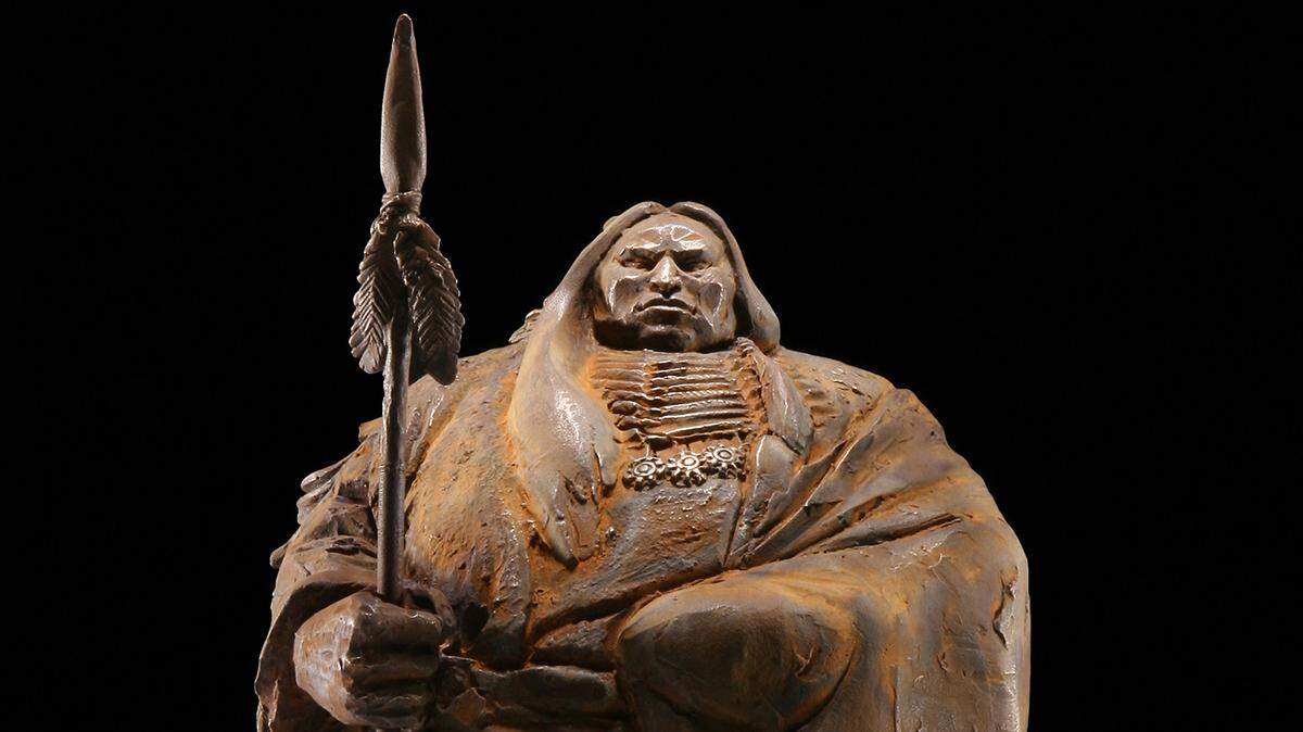 This bronze Native American Guardian is part of Matteo Pulgiese’s “The Guardians”  installation at the Boise Art Museum.