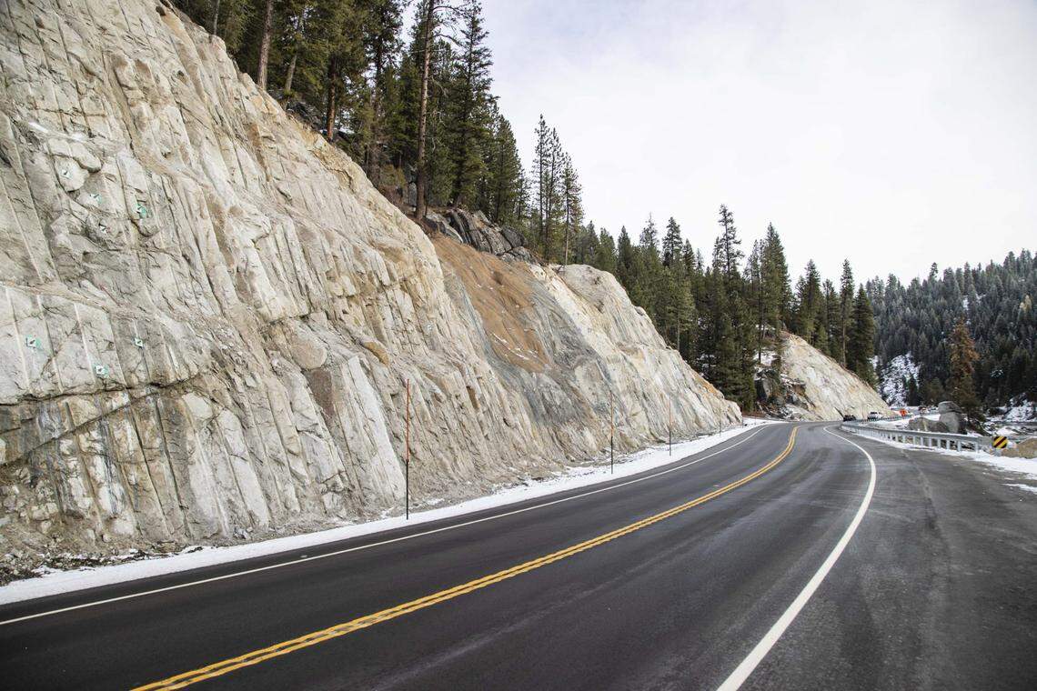 Work on the Idaho 55 highway project near Smiths Ferry has paused for the winter. Construction crews will return in the spring for finishing touches on the challenging mile-long road-widening project.