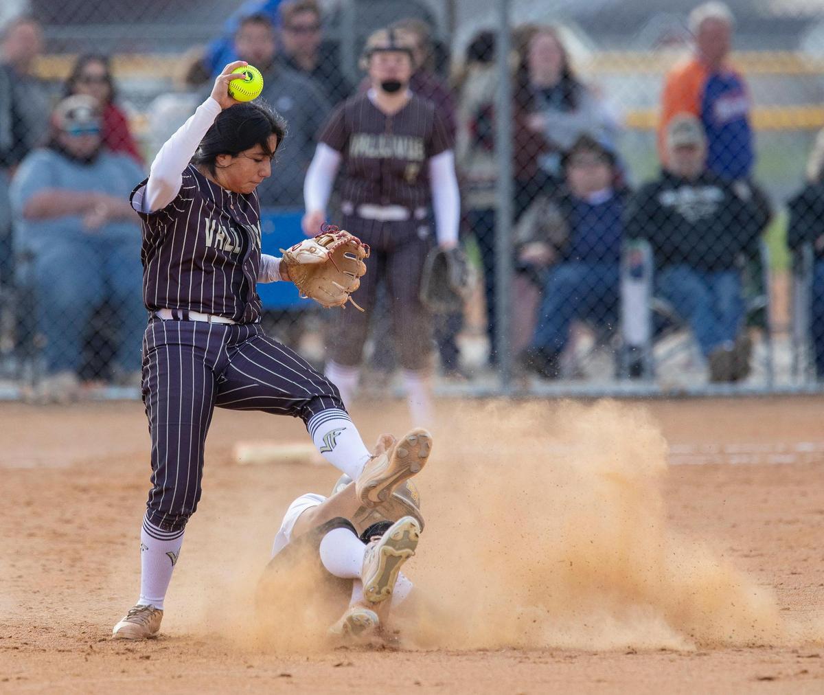 Vallivue senior Angelina Gonzalez, left, leads the Falcons after they finished second at state last year, the best finish in program history.
