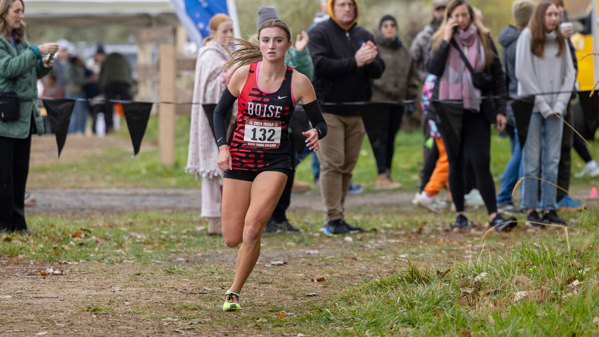 Boise’s Audrey Orme competes in the 6A state cross country meet last season at Eagle Island State Park.
