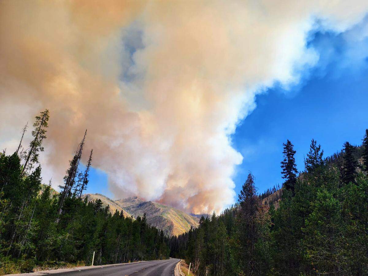 The Wapiti wildfire spews smoke into the air near Stanley.