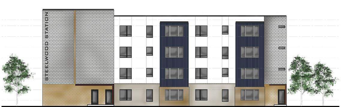 A preliminary drawing of the 20-unit apartment building planned at 1526 N. Steelwood Ave.