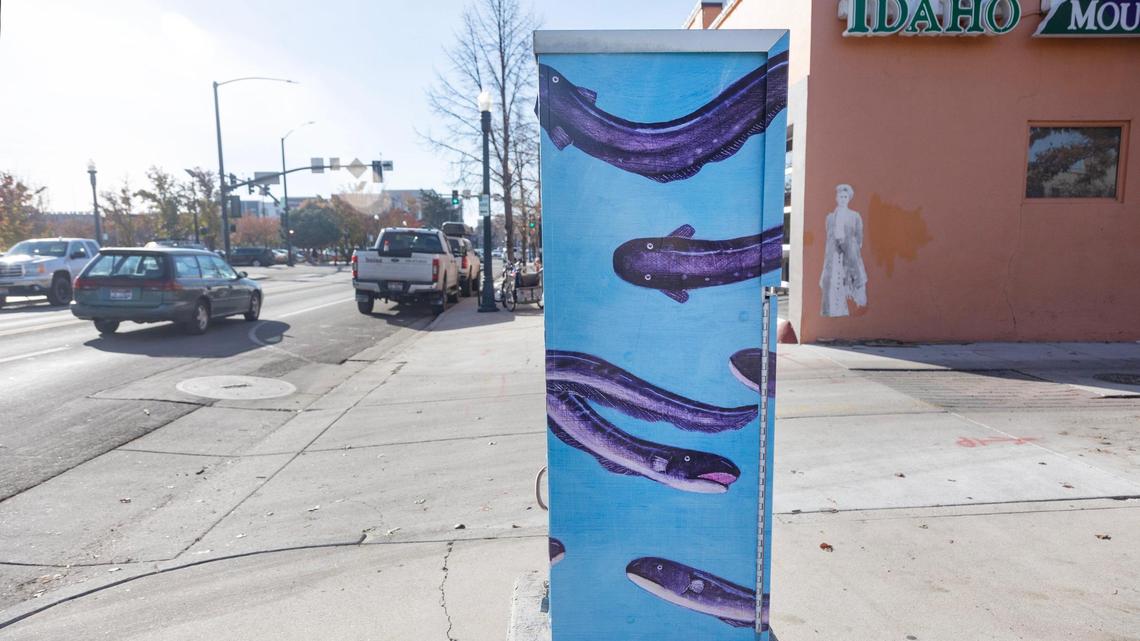 April VanDeGrift’s artwork titled “Electric” covers a utility box on 13th St. between Idaho & Main St. in Boise.
