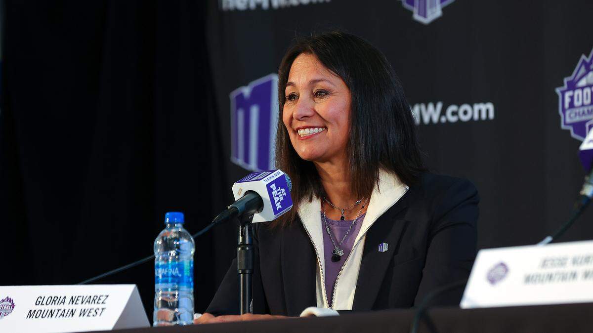 Mountain West Commissioner Gloria Nevarez stopped at Boise State on Friday as part of her “listening tour.” She was hired in November 2022 to replace longtime commissioner Craig Thompson.