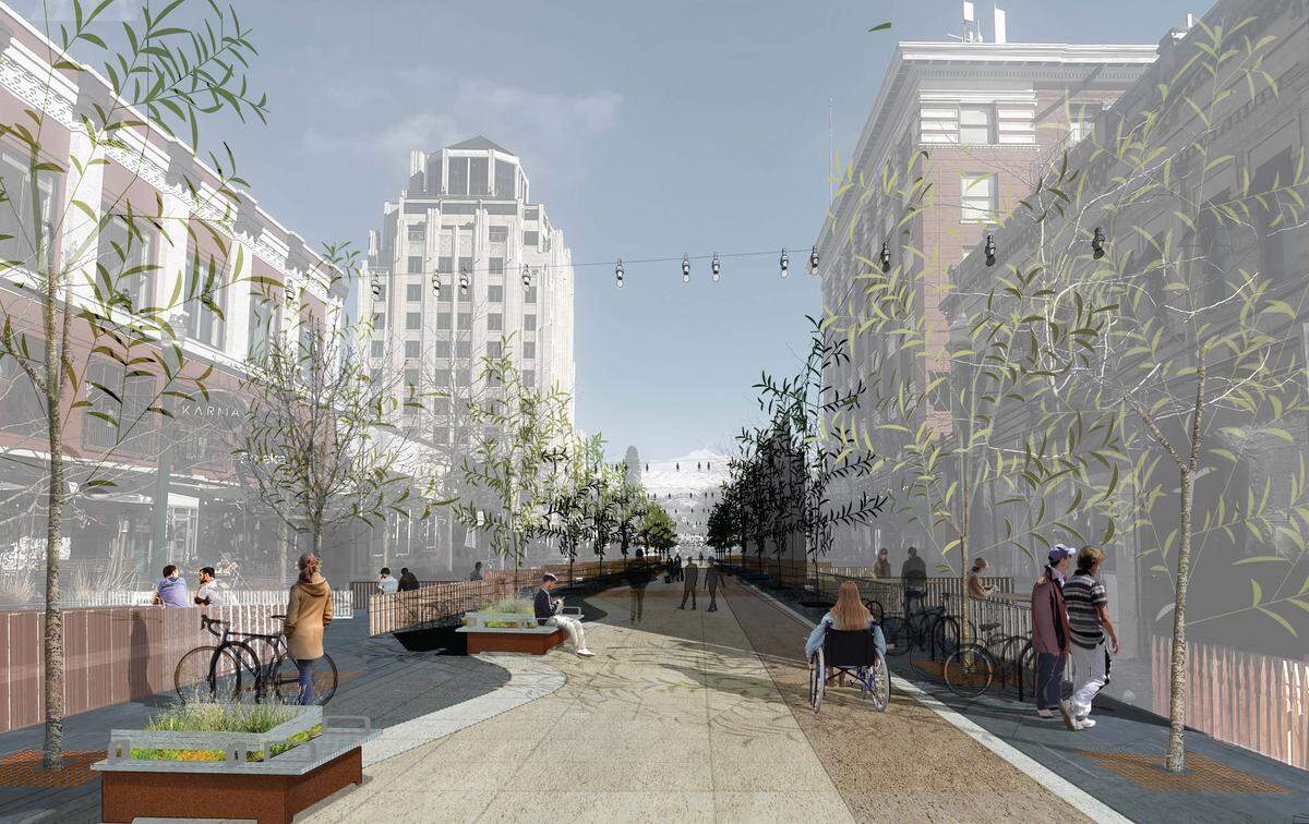 Boise aims to wrap construction on Eighth Street between Idaho and Bannock, seen here, by November.