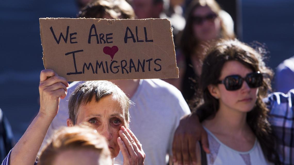 Alyce Warr of Meridian wipes away a tear while supporting of the nine stabbing victims at a vigil at Boise City Hall on Monday. "In my family we have African-Americans, Asian-Americans and Native Americans," Warr said. "I don't believe in borders."
