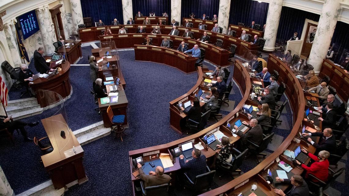 Lawmakers in the Idaho House of Representatives begin business Friday, Jan. 29, 2021 at the Statehouse in Boise.